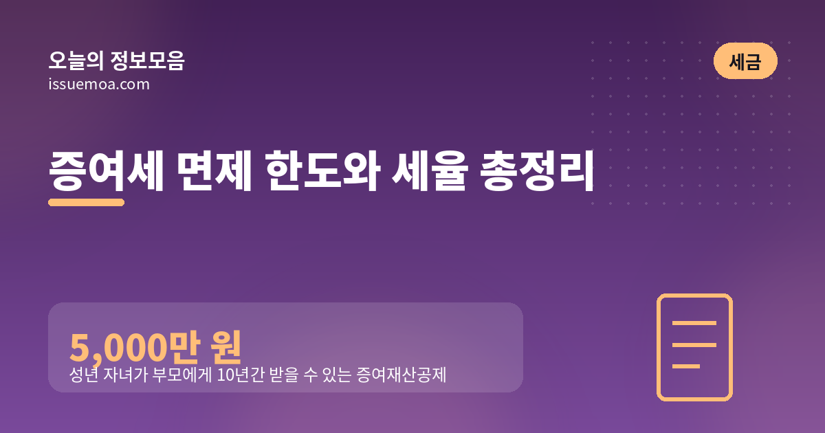 증여세 면제 한도와 세율 총정리