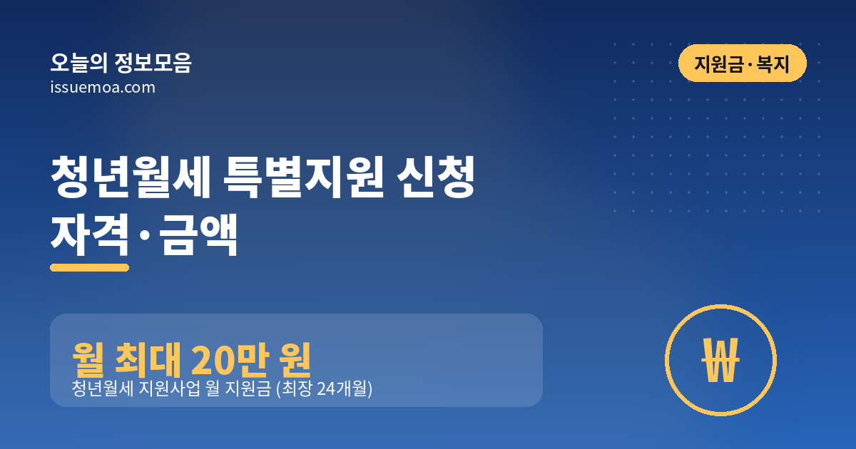 청년월세 특별지원 신청 자격·금액
